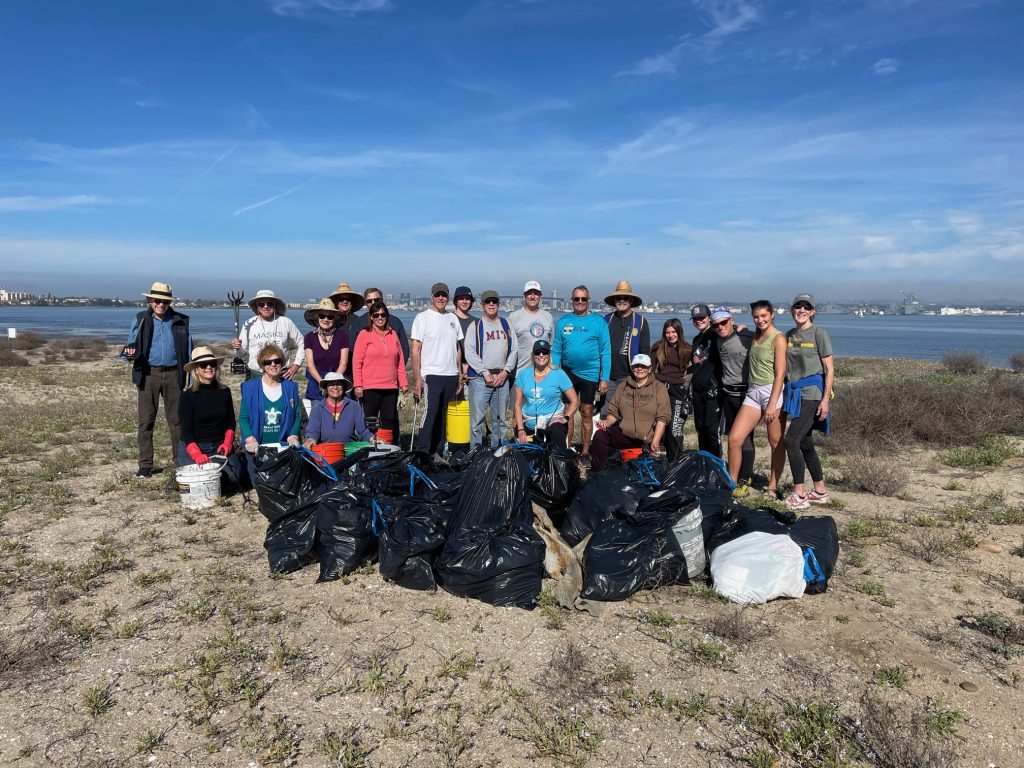 Community beach cleanup volunteers